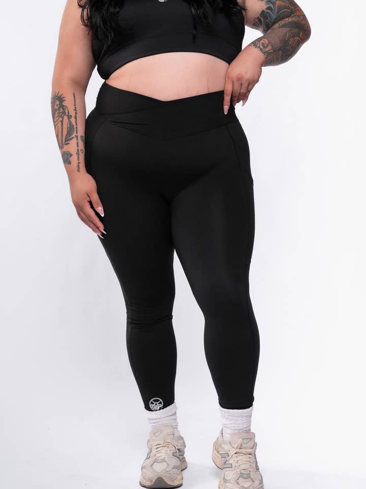 Radiant Women's Crossover High-Waisted Leggings for wholesale by Kinda Fit Kinda Fat