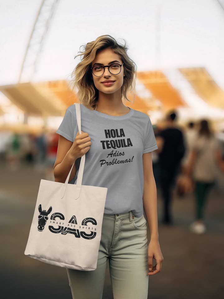 Smart Ass Shirts - Wholesale Screen Printed T-Shirt - Women's - Hola Tequila Adios Problemas - Women's Tee2