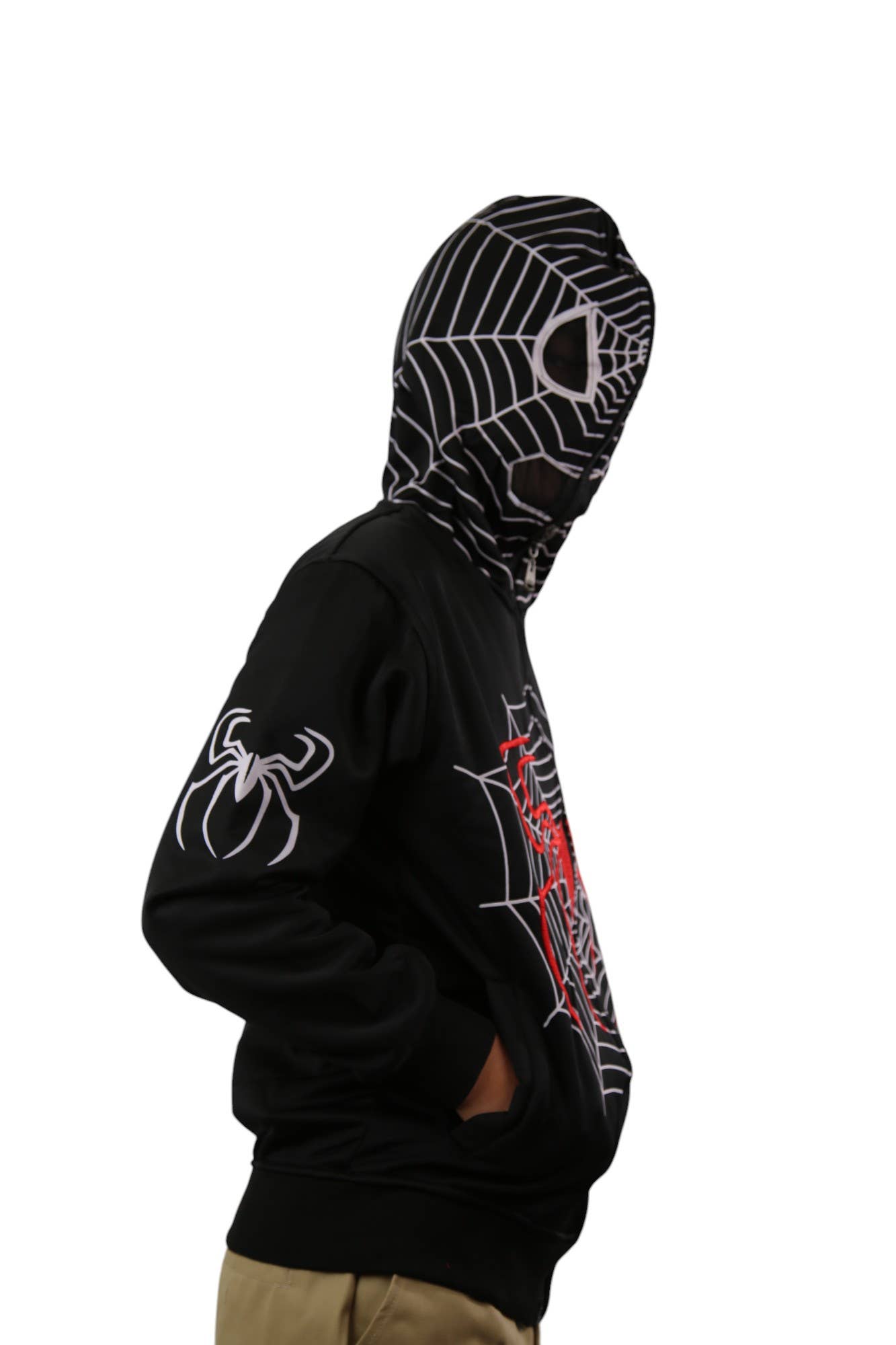 Lime Tree Clothing Inc. – Großhandel Hoodie – Kinder – Spider Hero Hoodie mit Reißverschluss für Kinder — lustiges Design mit Maskenkapuze19