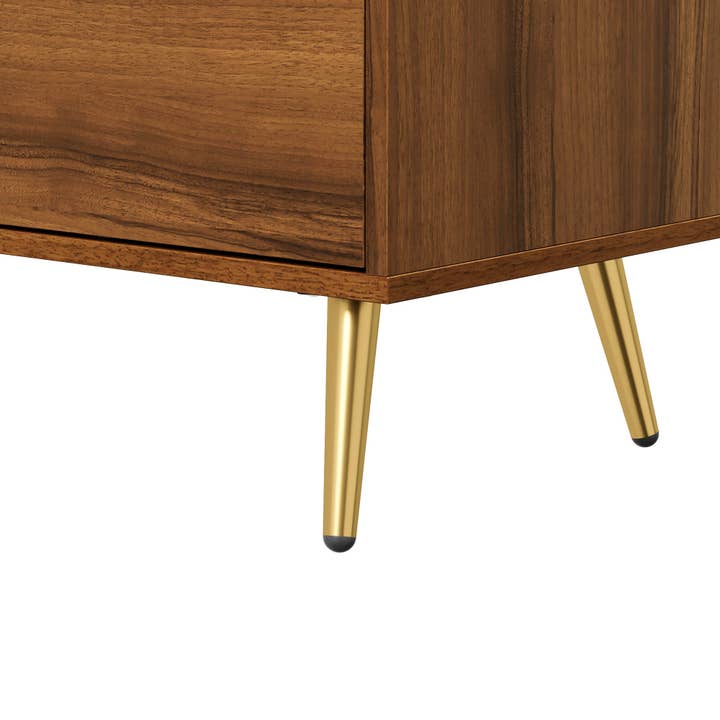 Urban Meuble - Wholesale Console Table - Retro walnut-effect TV stand with LED lighting and gold metal legs PROKARYOT14