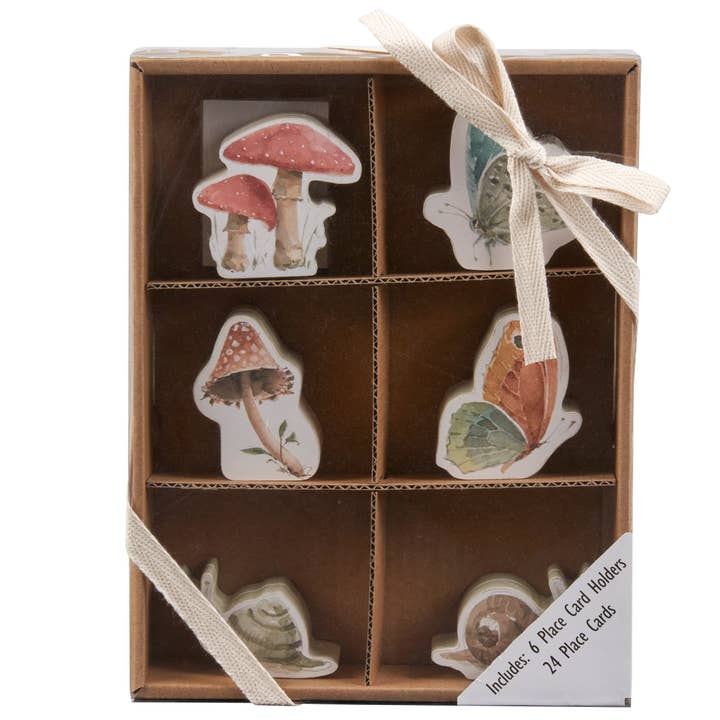 Primitives by Kathy - Wholesale Place Card / Place Holder - Mushrooms Place Card Holder Set