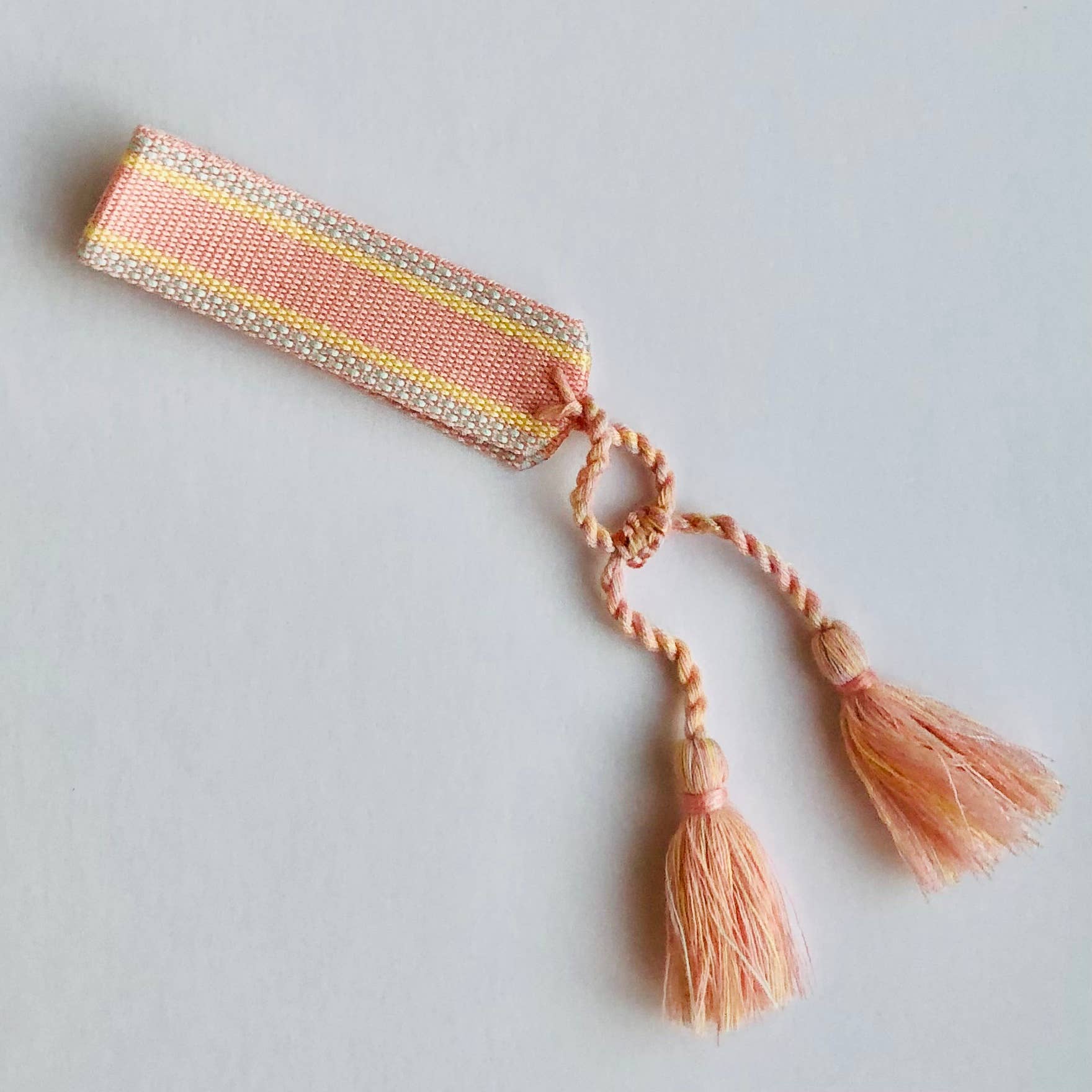 GreenWave – wholesale Woven/braided bracelet – Cotton knitted woven bracelets with tassel and accent stripe4