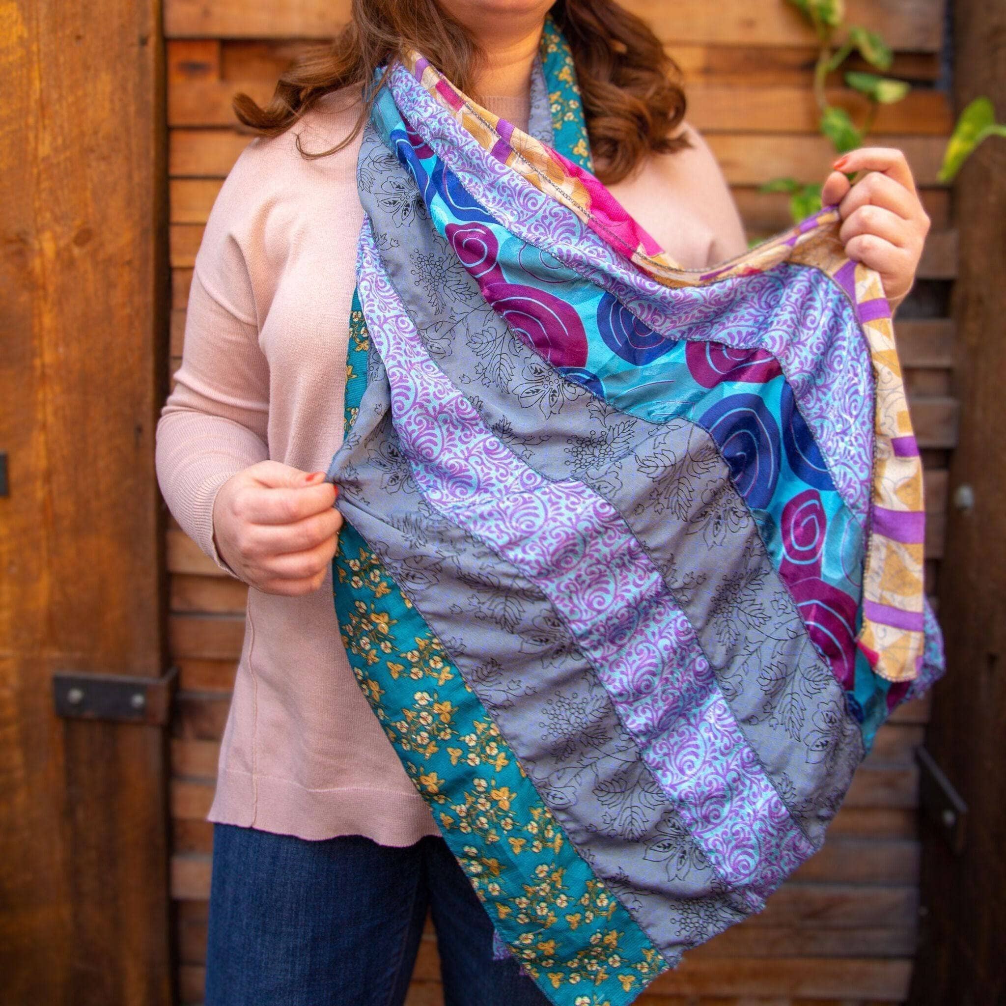 Darn Good Yarn - Wholesale Scarf - Women's - Reclaimed Sari Medley Scarf6