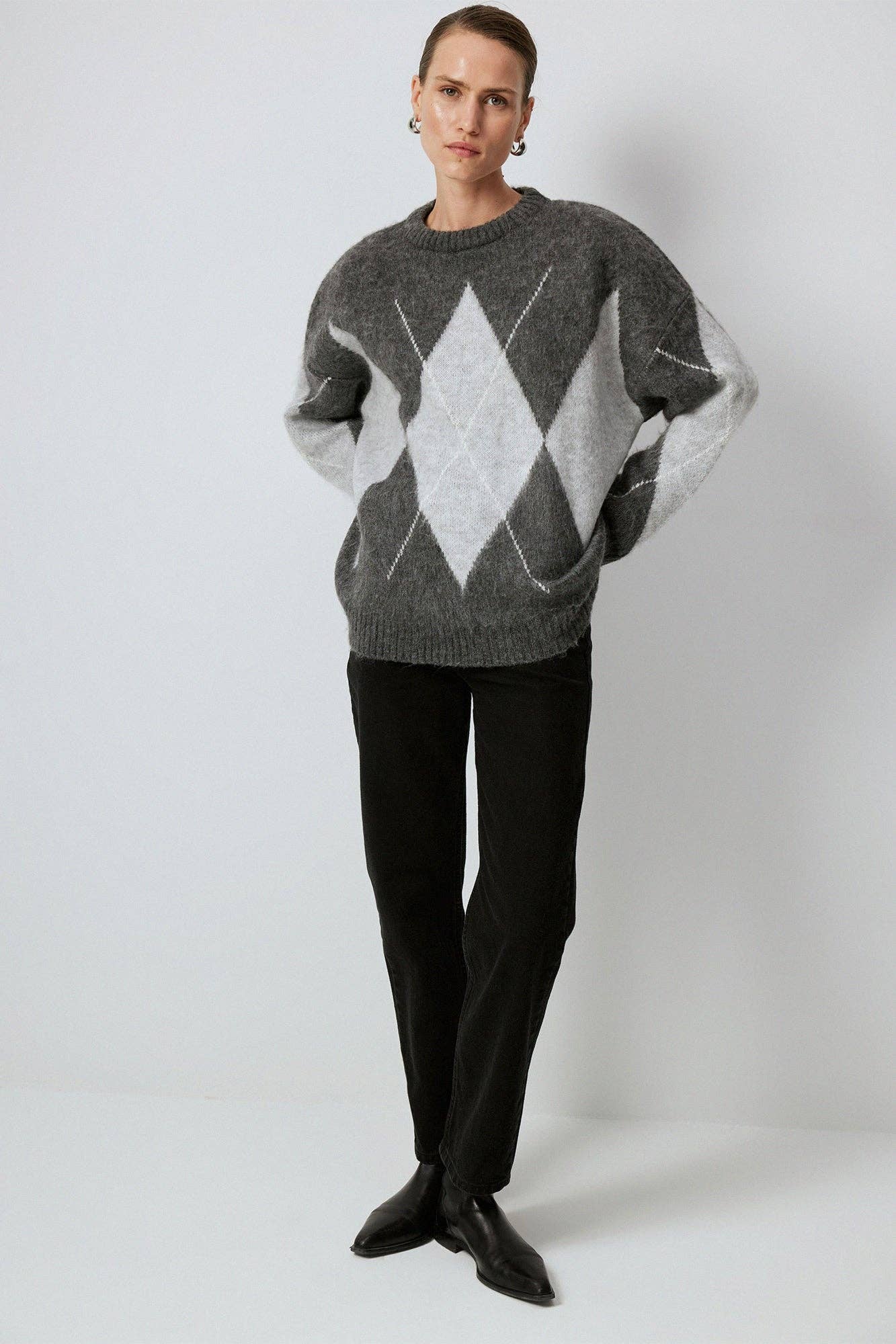 Antracita JERSETER DE PUNTO CON PATRÓN DE DIAMANTES de venta al por mayor en Faire2