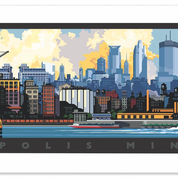 Landmark MN | Minneapolis Skyline Giclee Art Print for wholesale by Legendary Landmark Art Prints