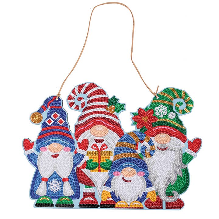 Outset Games and Cobble Hill Puzzles - Wholesale DIY Craft Kit - Crystal Art Deco Kit: Hanging Gnomes