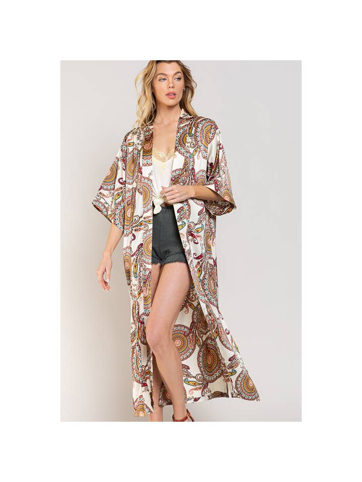 IVORY MULTI SMT1987 Satin Cardigan SALE for wholesale on Faire
