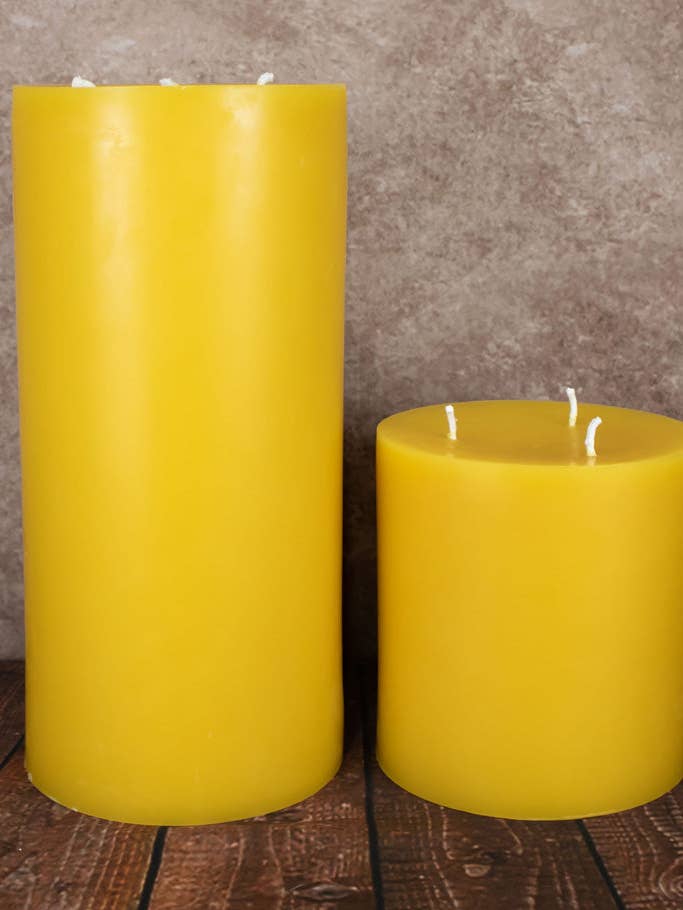 6 inch diameter 100% Pure Beeswax pillar candles for wholesale by Beelite Candles