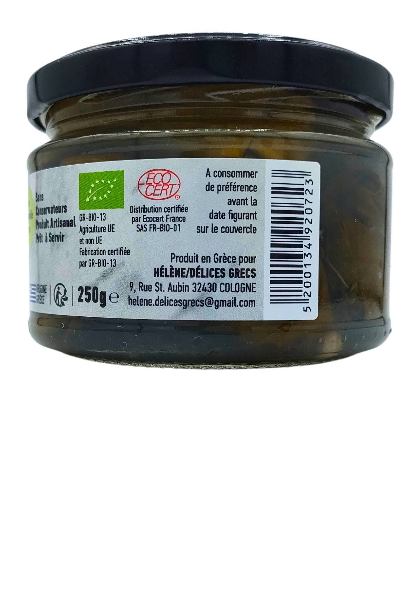 Helene Delices Grecs - Wholesale Pickled Vegetables - Organic Vine Leaves Stuffed with Rice - Dolmades - 250g -2