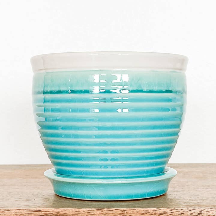 Hycroft Home Decor - Wholesale Plant Pot - Lia Ceramic Planter Pot, Drainage Hole and Attached Saucer