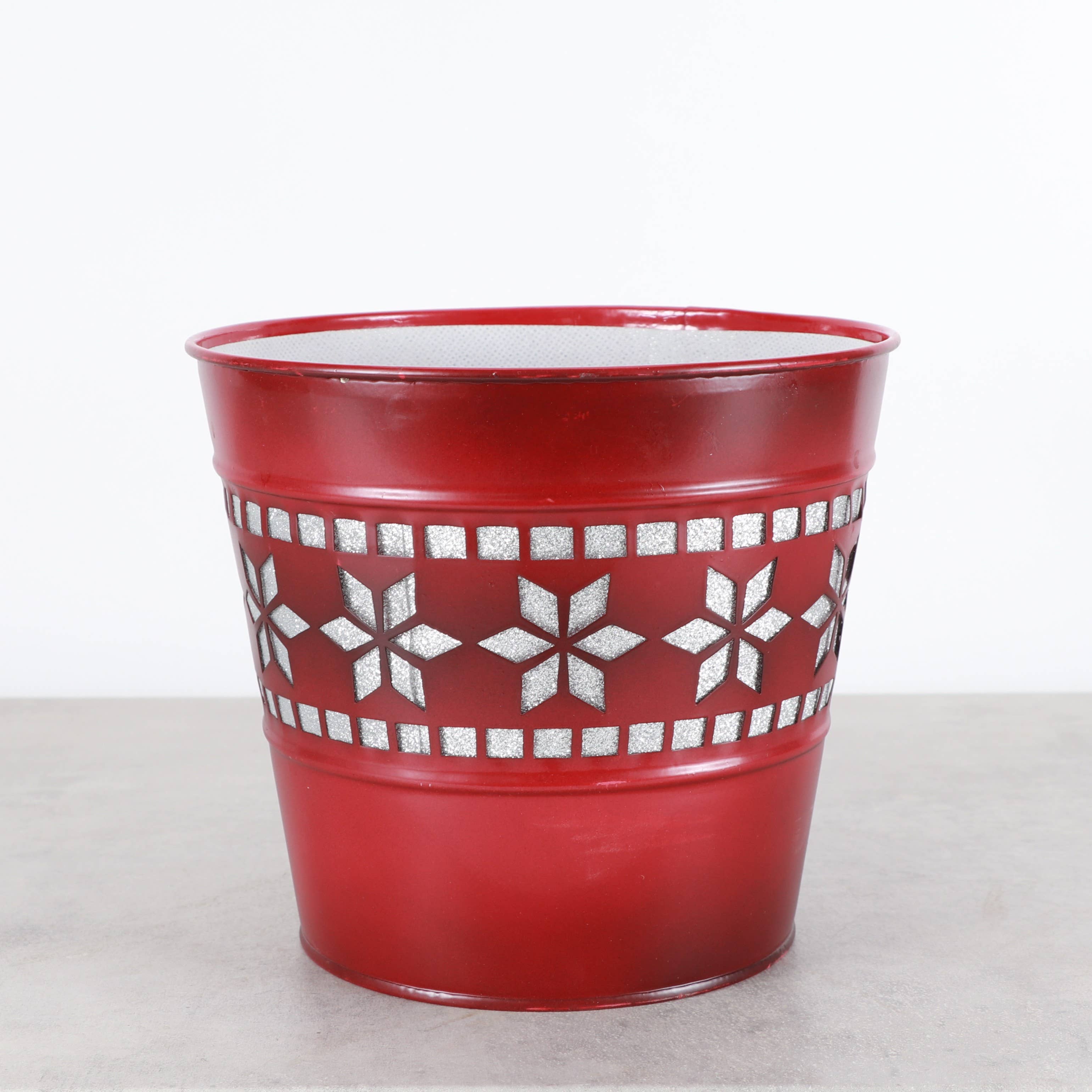 Thorsen's Greenhouse - Wholesale Plant Pot - Winter Star Metal Pot for Houseplants - 4" and 6" Options1