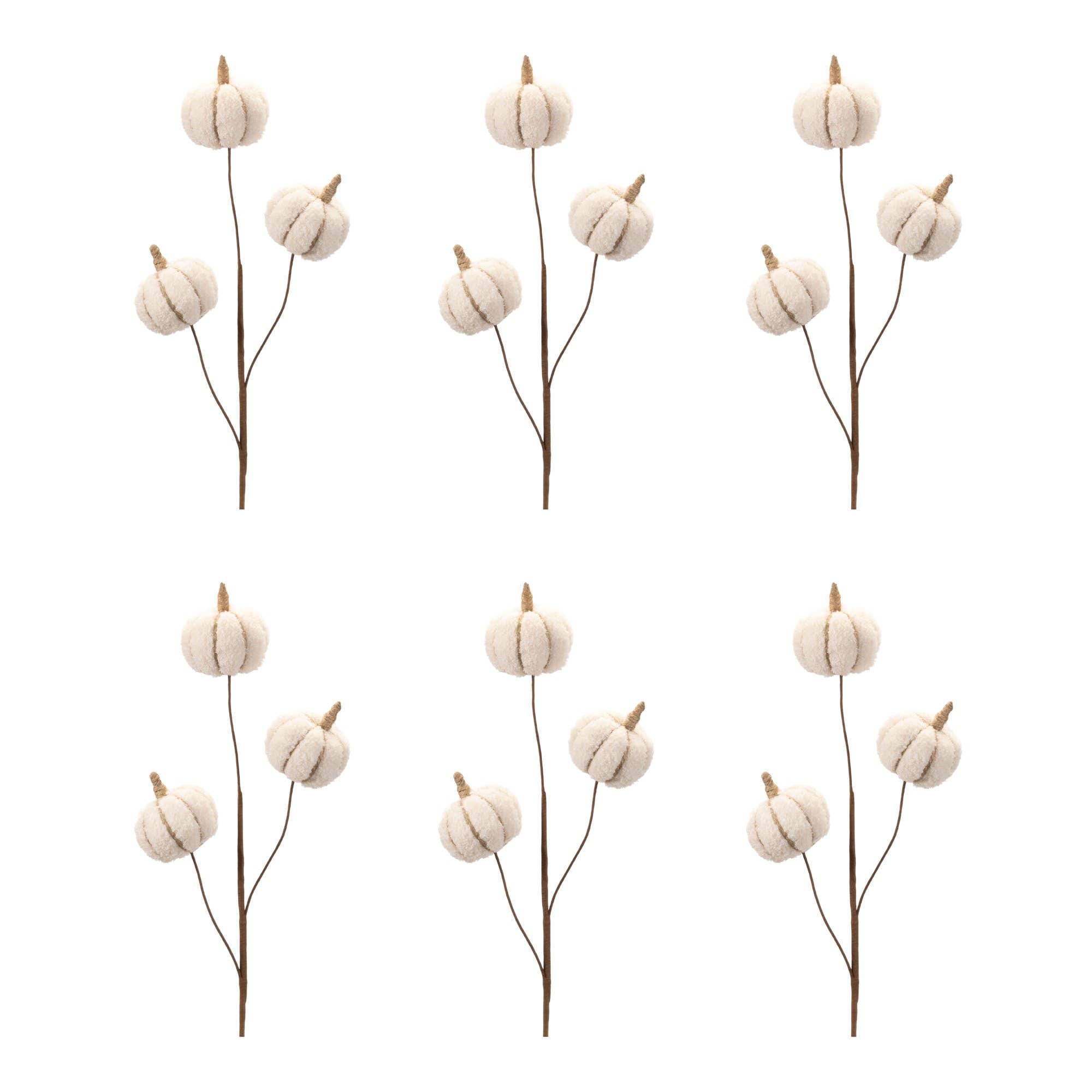 HomeRoots – wholesale Wreath – Six Cream Cream Fall Mini Pumpkins Wreath Sprays0