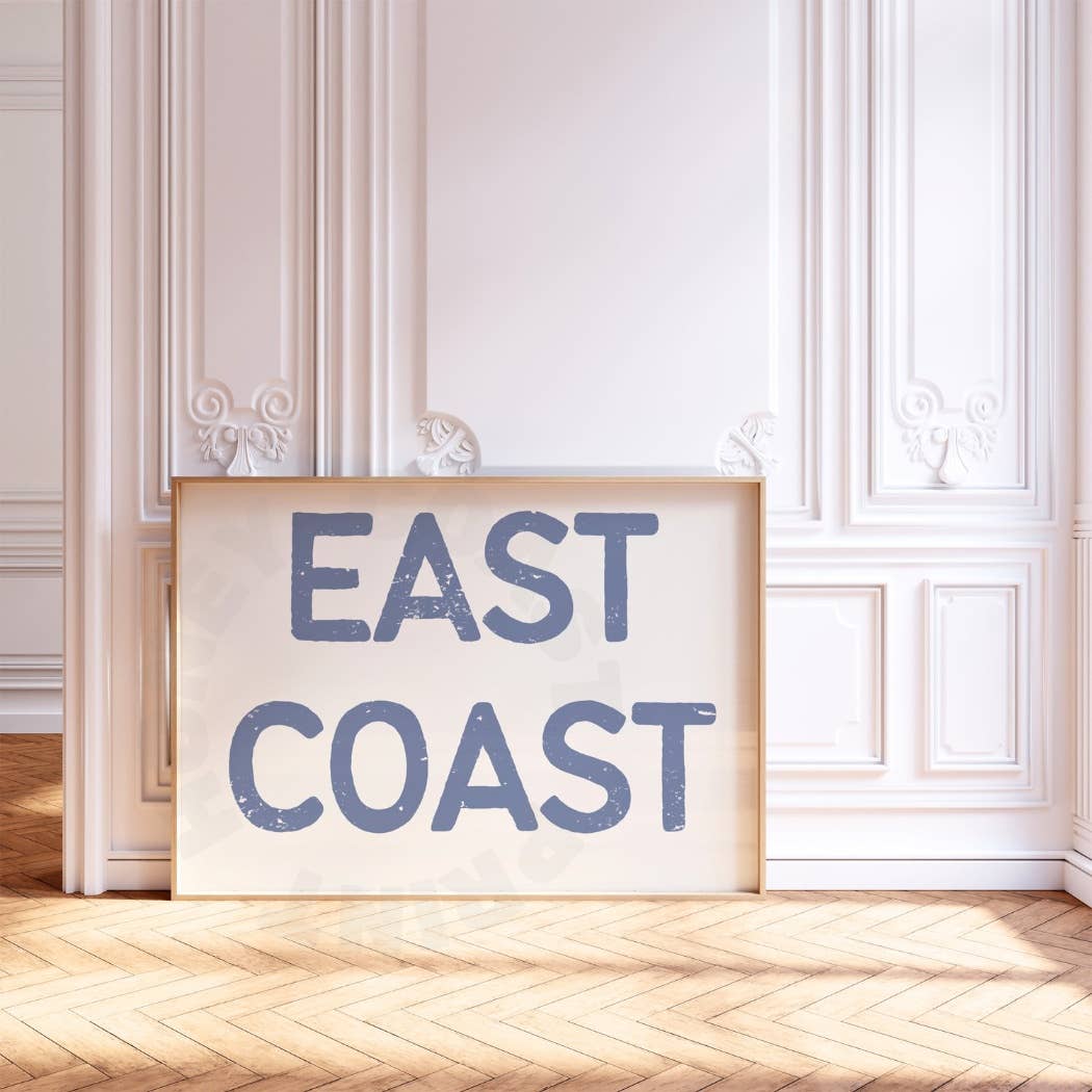 Honey Coast Print Co. - Wholesale Art Print - Landscape Coastal Blue East Coast Retro Typography Wall Art