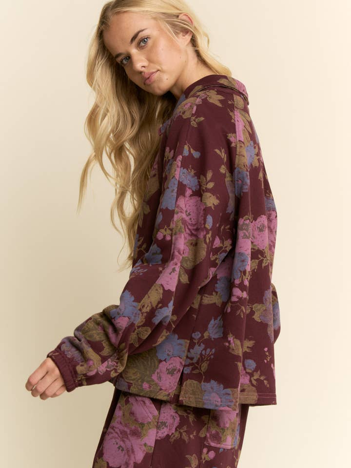 Davi & Dani - Wholesale Top & Pant Set (NOT Loungewear) - Women's - FLOWER PRINTED SWEATSHIRT TOP ELASTIC WAIST PANTS14