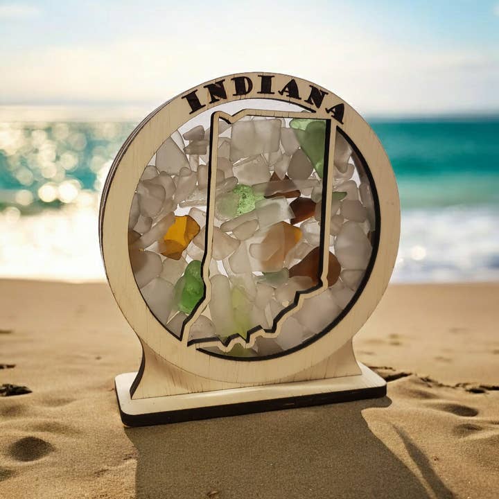 Indiana Sea Glass Shadowbox Display 4 stilarter for engroshandel hos Sea Glass Displays