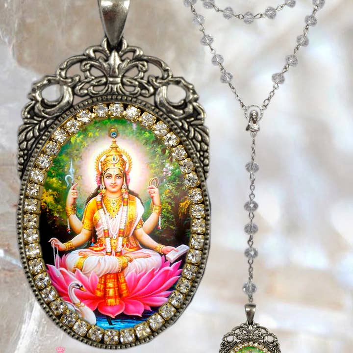 MariaSantissimaShop - Vendita all'ingrosso Collana con ciondolo/pendaglio - Saraswati Vandana Rosario Dea Dea Pendente Hindu Gioielli Hindu Sarasvati4