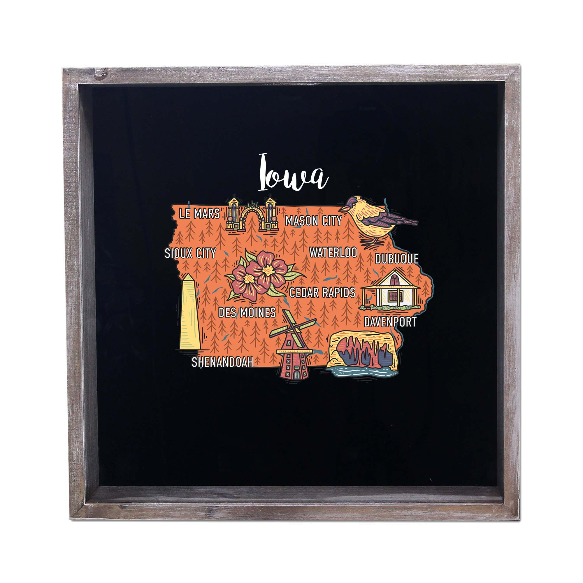 Torched Products - Wholesale Sign - State Map Design Shadow Box - Gray9