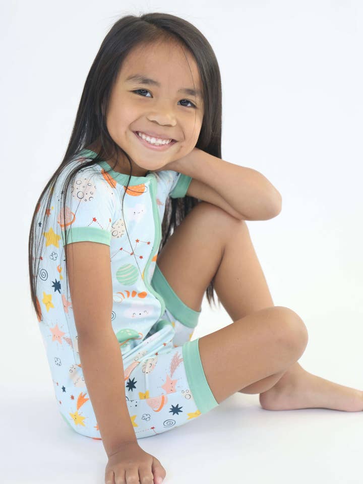 Bamboo Short Zipp Romper - Cosmic for wholesale by Rainn