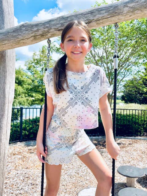 Tie Dye Bandana Printed Top - TWEEN GIRLS for wholesale by Paper Flower