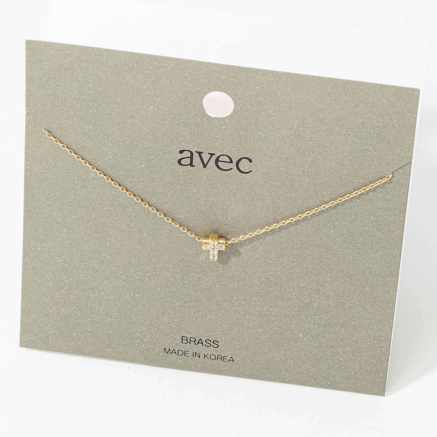 Fame Accessories - Wholesale Pendant/Charm Necklace - Mini Pave Cross Charm Necklace0