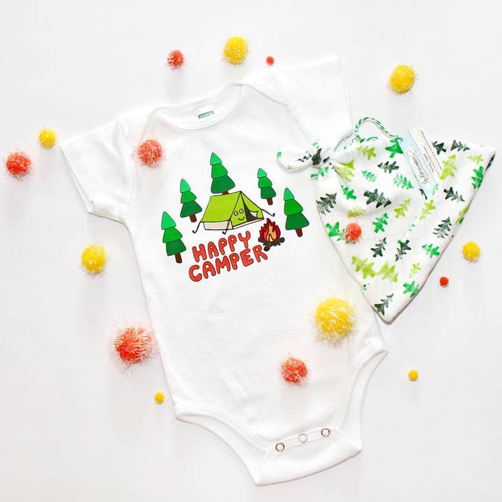 Sunny Day Designs - Wholesale Bodysuit (Non-Footed) - Baby - Happy Camper Organic Cotton Baby Onesie