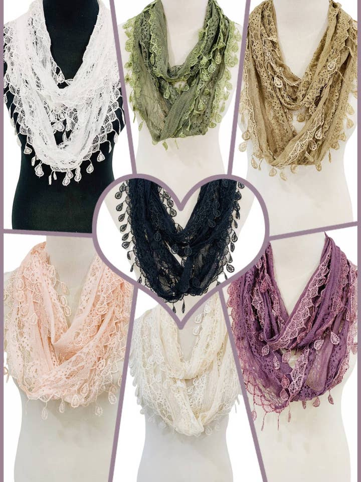 JC014906 Splendida ed elegante sciarpa infinity in pizzo per la vendita all'ingrosso da parte di JC Sunny Fashion