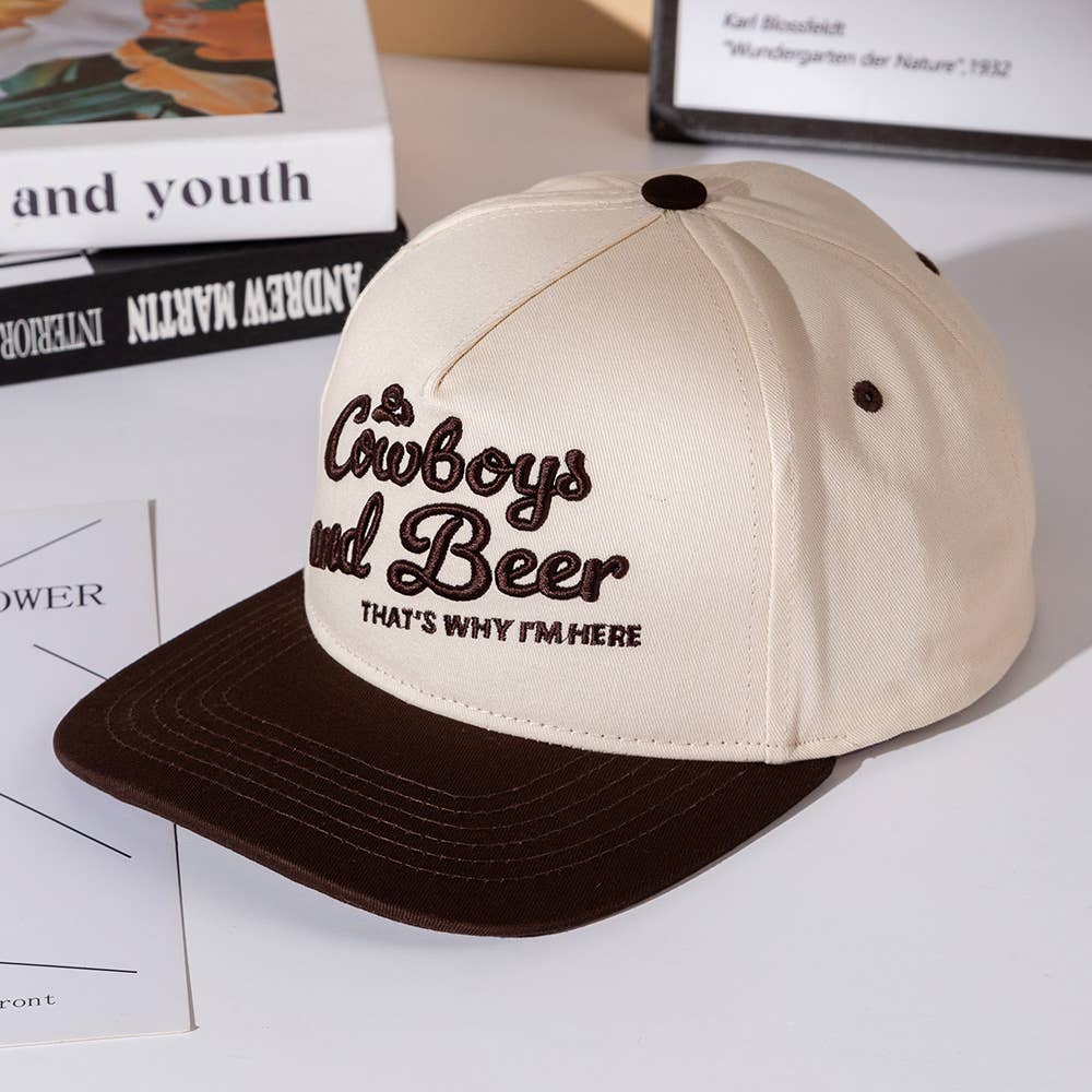 Sensibling Corp. – Großhandel Basecap – Unisex – COWBOY UND BIER Nachricht Gestickte Fünf-Panel-Canvas-Snapback-Baseballkappe8