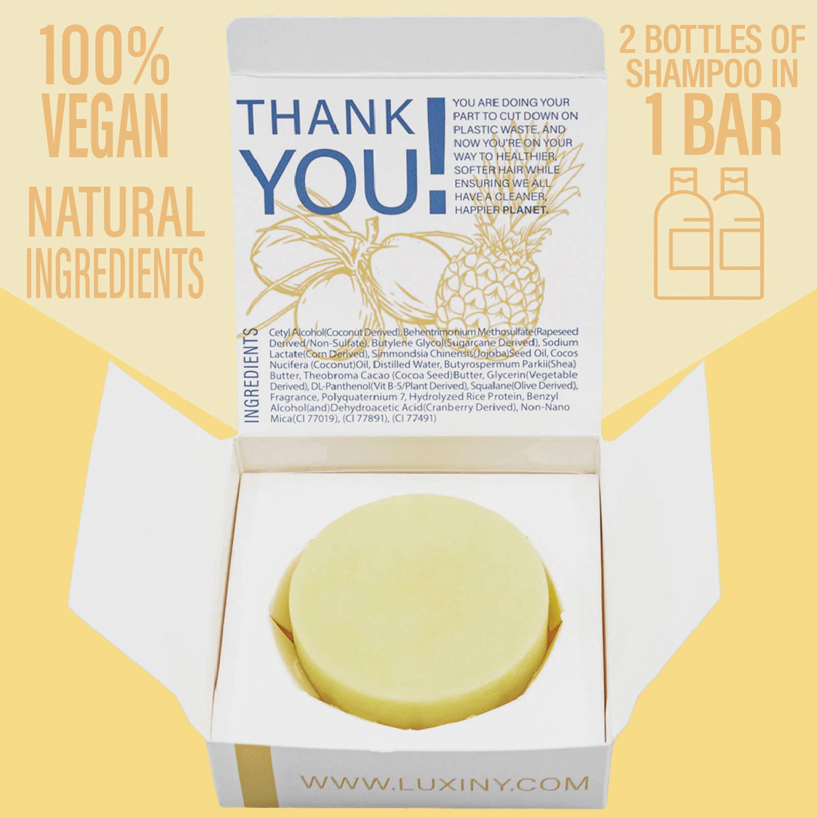 Luxiny Products - Luxurious Bath and Body – wholesale Hair conditioner – Conditioner Bar | Pina Colada | Hydrate | Rice Protein0