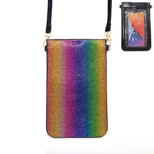 SP Sophia Collection - Wholesale Crossbody Bag - Women's - Rhinestone Crystal Studded Crossbody Cellphone Bag w/ Strap0