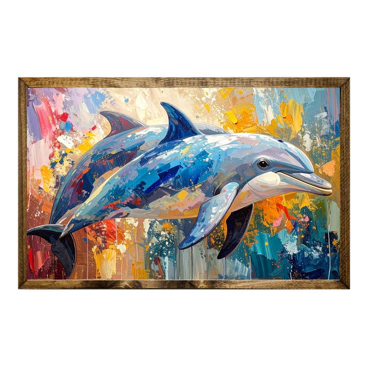 TIMBERLAND FRAME COLORFUL ART DOLPHINS for wholesale by Jarmz Designs
