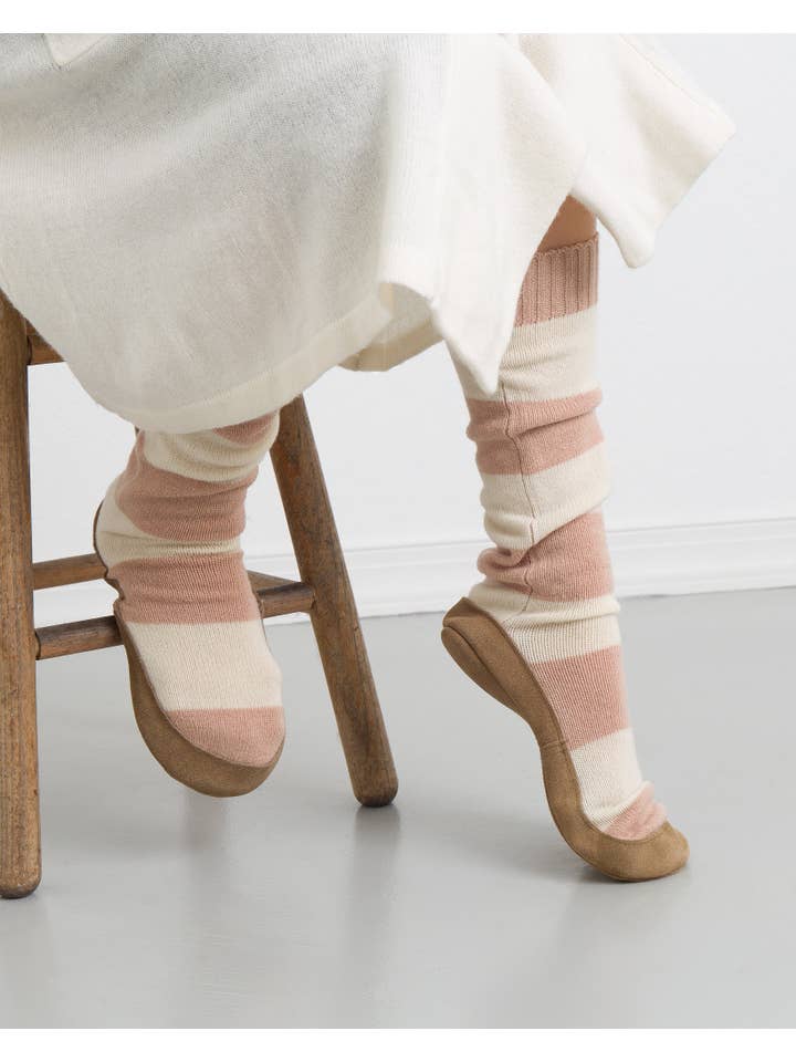 White Natural Cashmere Stripe Slipper Boots for wholesale on Faire