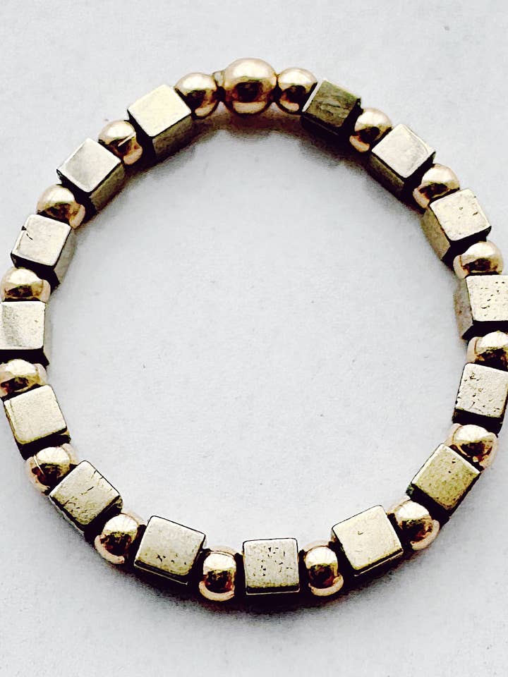 Orbit Stretch Ring - Pyrite Gemstone / 14K gold-fill for wholesale by On the Lookout Jewelry