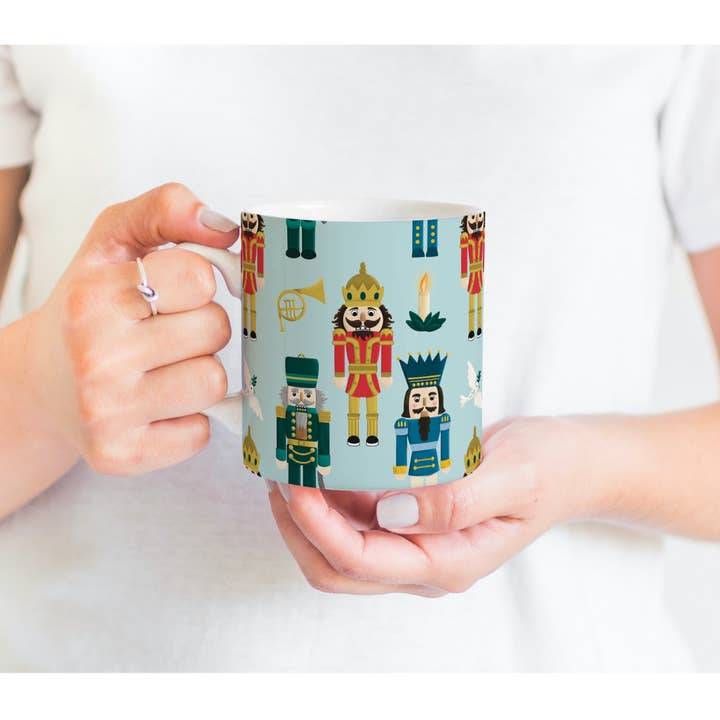 Allegra Paper Co. - Wholesale Coffee Mug - Nutcracker Pattern Holiday Ceramic Mug