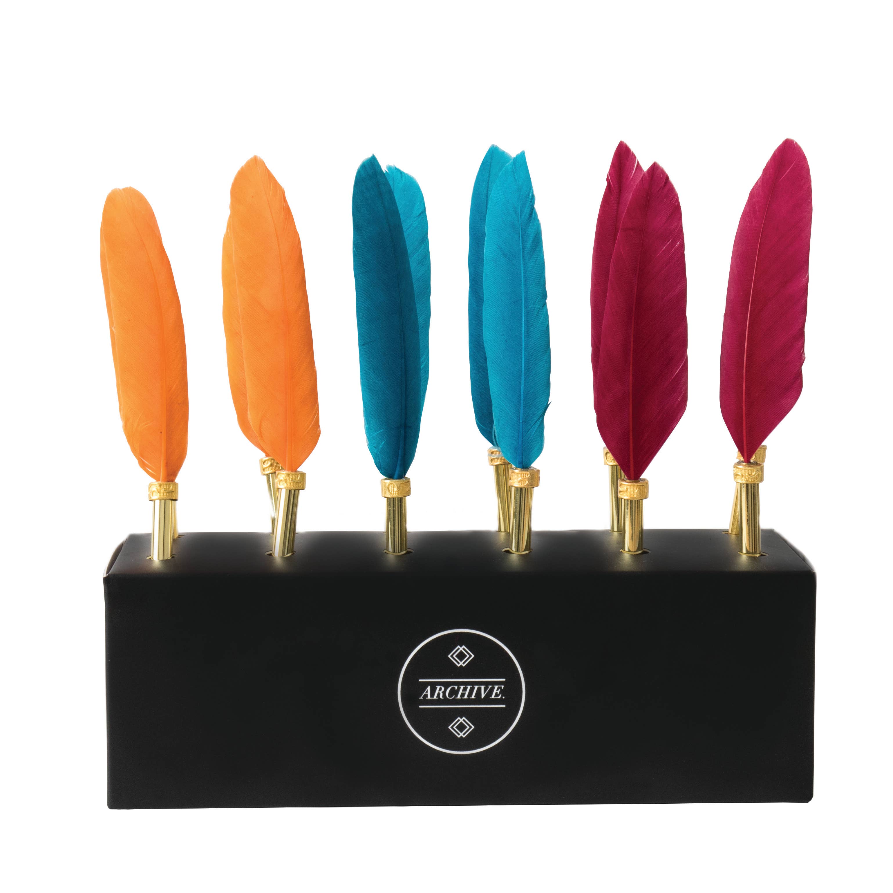 Portico Designs - Vendita all'ingrosso Penne - Confezione Archivio da 12 penne a piuma con espositore CDU1