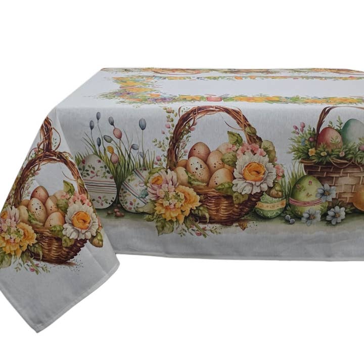 Mantel de Pascua Cesto de huevos en algodón estampado para venta al por mayor de Lunaria Lab