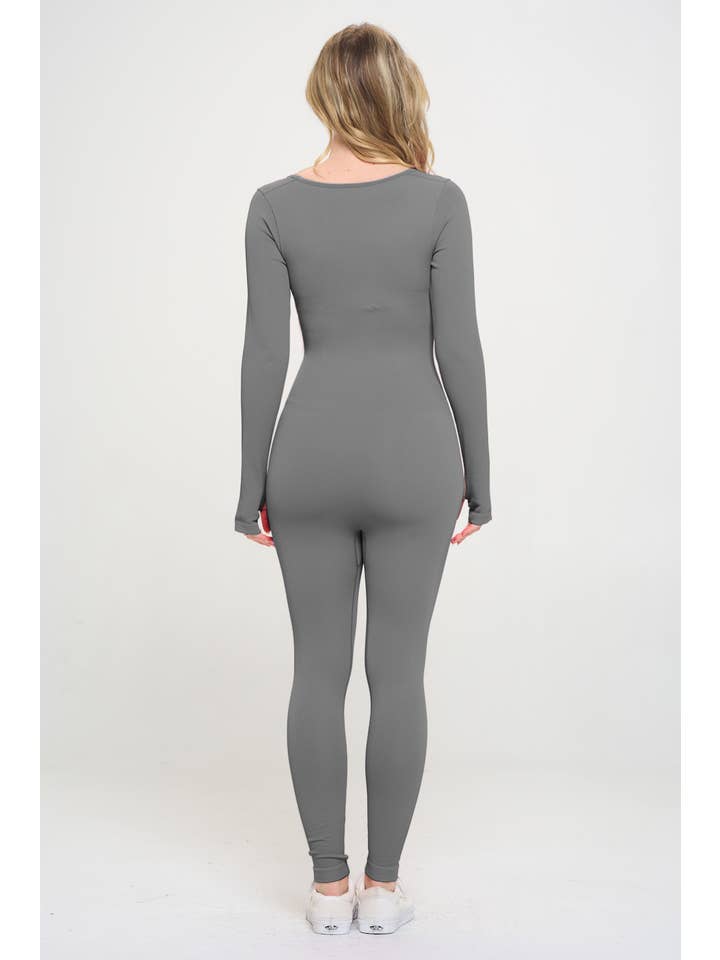 otos active - Venta al por mayor Leotardo - Mujer - Mono ajustado de manga larga de punto acanalado YS92405