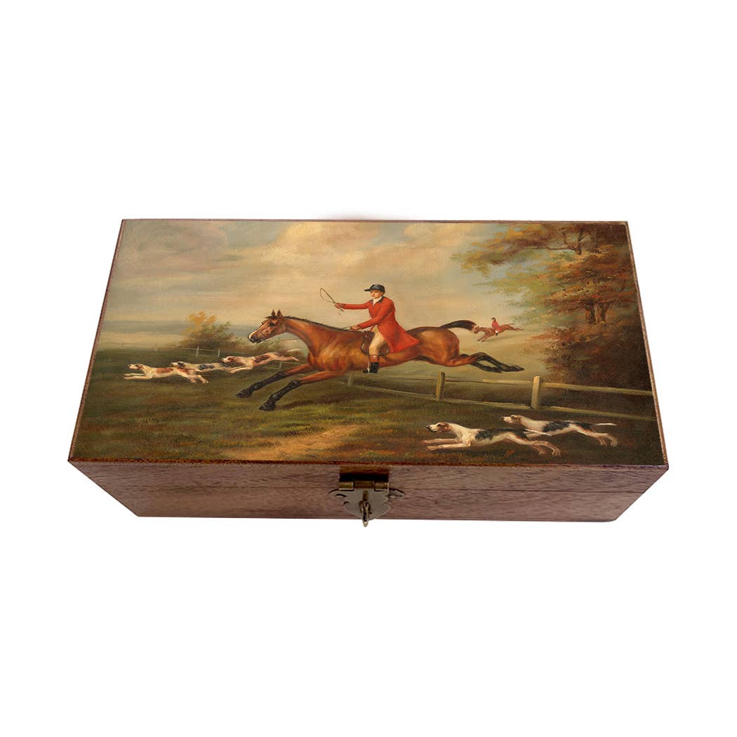 Madison Bay Co. - Historical Home Decor Reproductions – wholesale Decorative box – Fox Hunting Scene Decorative Vintage Wood Trinket Box1