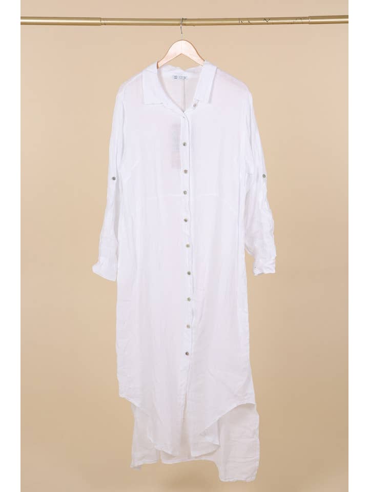la maison des fibres naturelles - Wholesale Button Down Shirt - Women's - Long shirt dress 68036 100% LINEN46