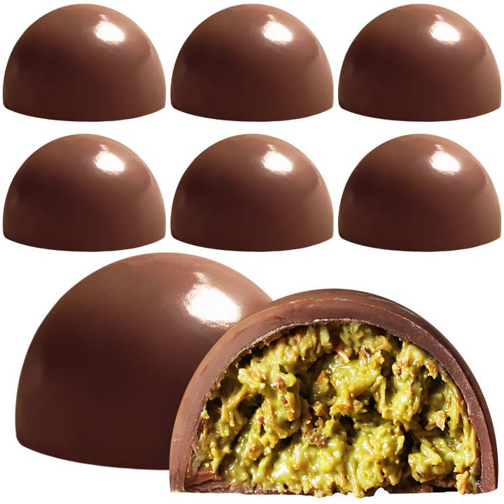 Ceres Gourmet - Wholesale Chocolate Covered Sweets - Dubai Pistachio Kunafa Chocolate Bite-Size Balls 9.8 oz - 7 Pcs