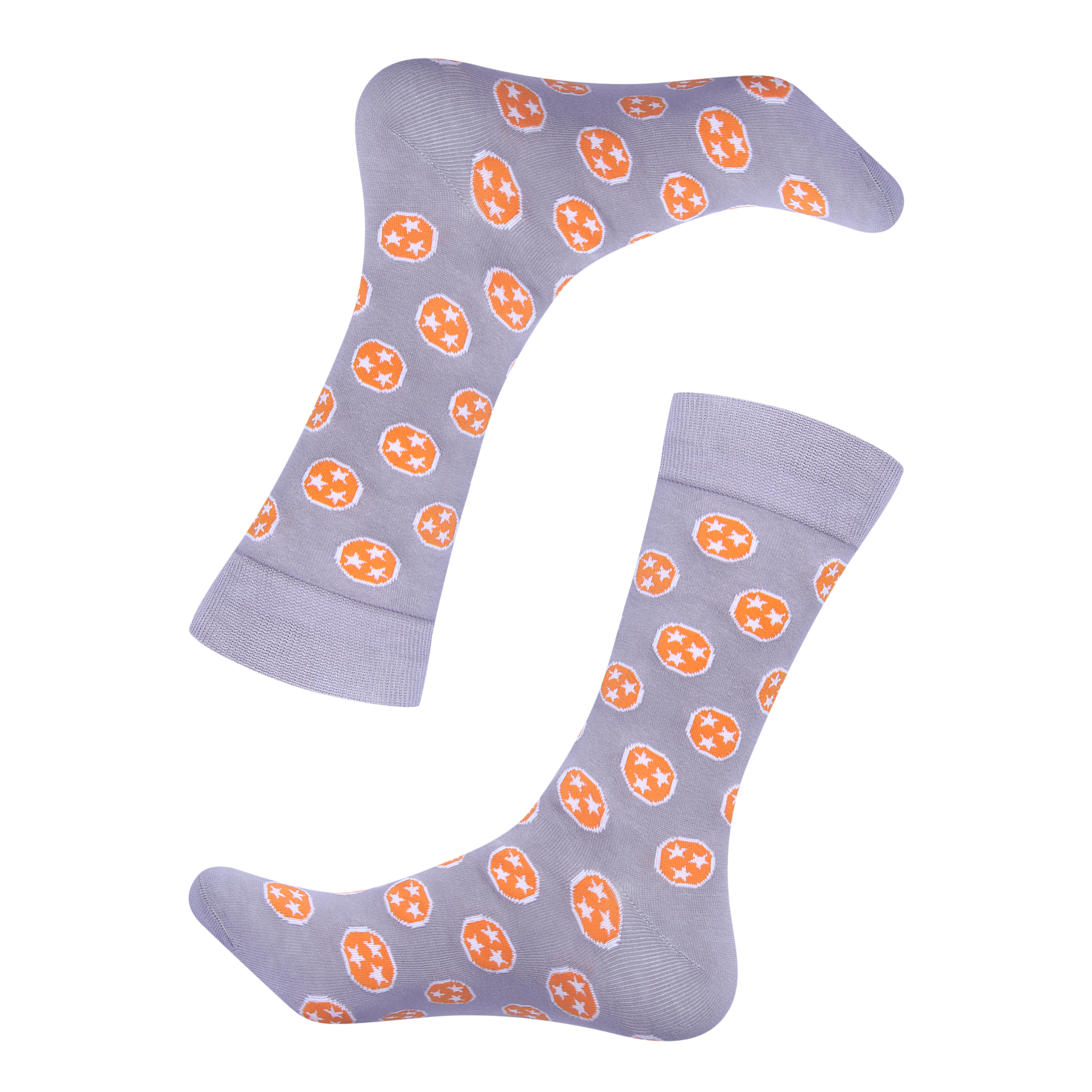 Barrel Down South - Wholesale Socks - Unisex - Grey/Orange Tennessee Tri Star Socks2