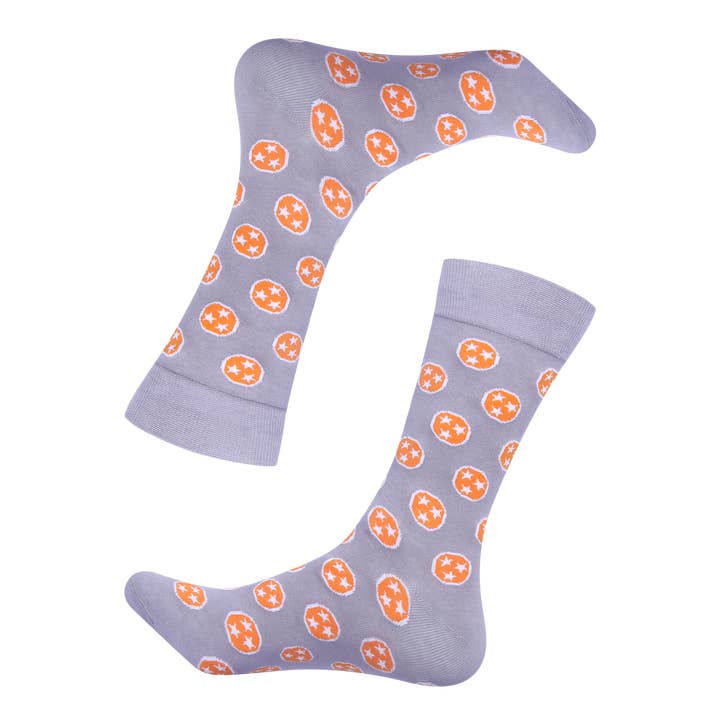 Barrel Down South - Wholesale Socks - Unisex - Grey/Orange Tennessee Tri Star Socks2