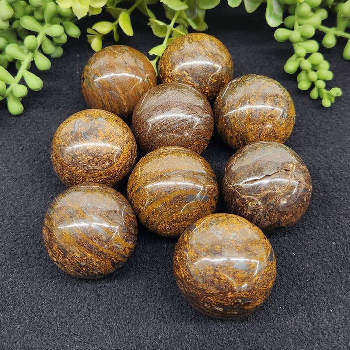 Bronzite Spheres - 40mm (Approx. 1 Pound Bag) for wholesale by Meraki Gemstones