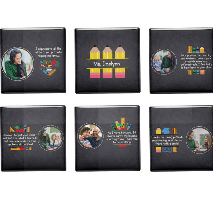 Custom Teacher Fridge Magnets with Custom Photos - Set of 6 for wholesale by Embey Custom Designs