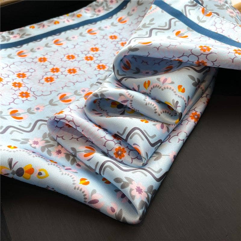 SueSilkHK - Wholesale Scarf - Women's - Summer Japanese prints 70cm square scarf, Silk textured scarf, Sun protection satin scarf, Neck scarf, Satin Shawl, Gift12