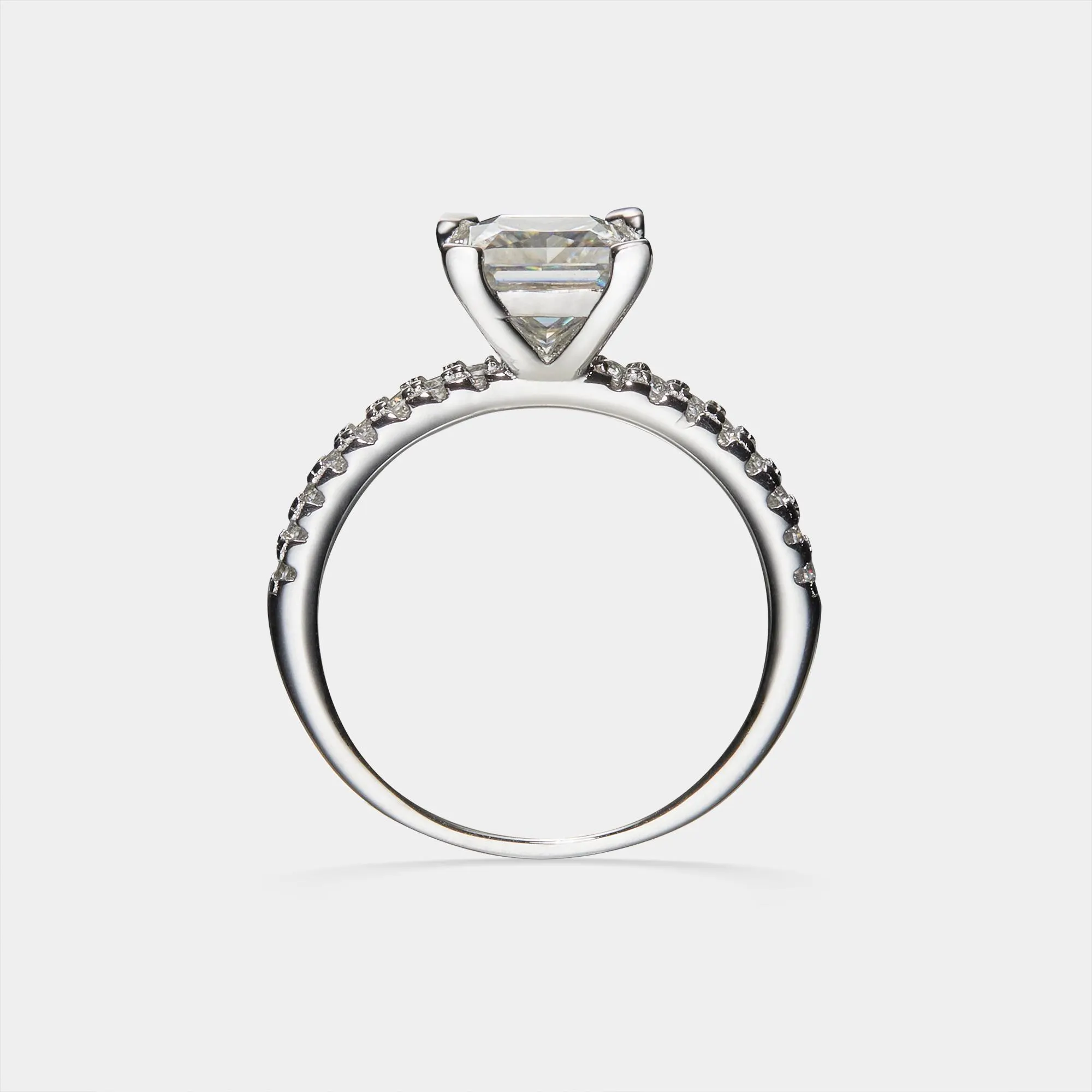 Perimade & Co. LLC - Wholesale Engagement Ring - Princess Cut Moissanite Pave Ring in 925 Sterling Silver2
