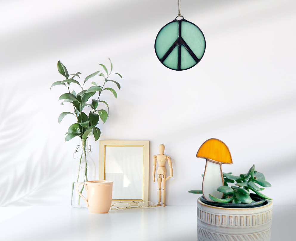 Samara Designs Studio - Wholesale Suncatcher - Glass Peace Sign Suncatcher13