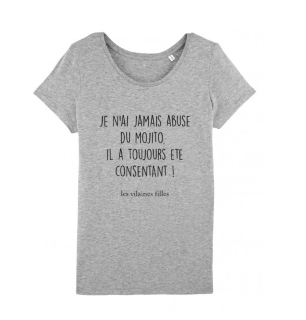 Les Vilaines Filles - Venta al por mayor Camiseta serigrafiada - Mujer - Camiseta de cuello redondo Abus de Mojito orgánico0