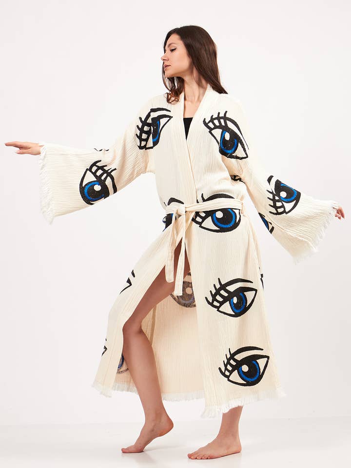 Yaz Concepts – wholesale Kimono – Women's – Eye Print Bathrobe | Festival Kimono | Evil Eye Clothing5