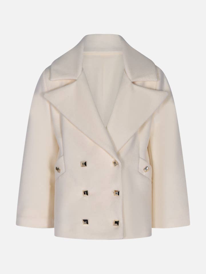 Kappefrakke i stof med dobbeltradede prismatiske knapper i guld for engroshandel hos Gruppo Catapano