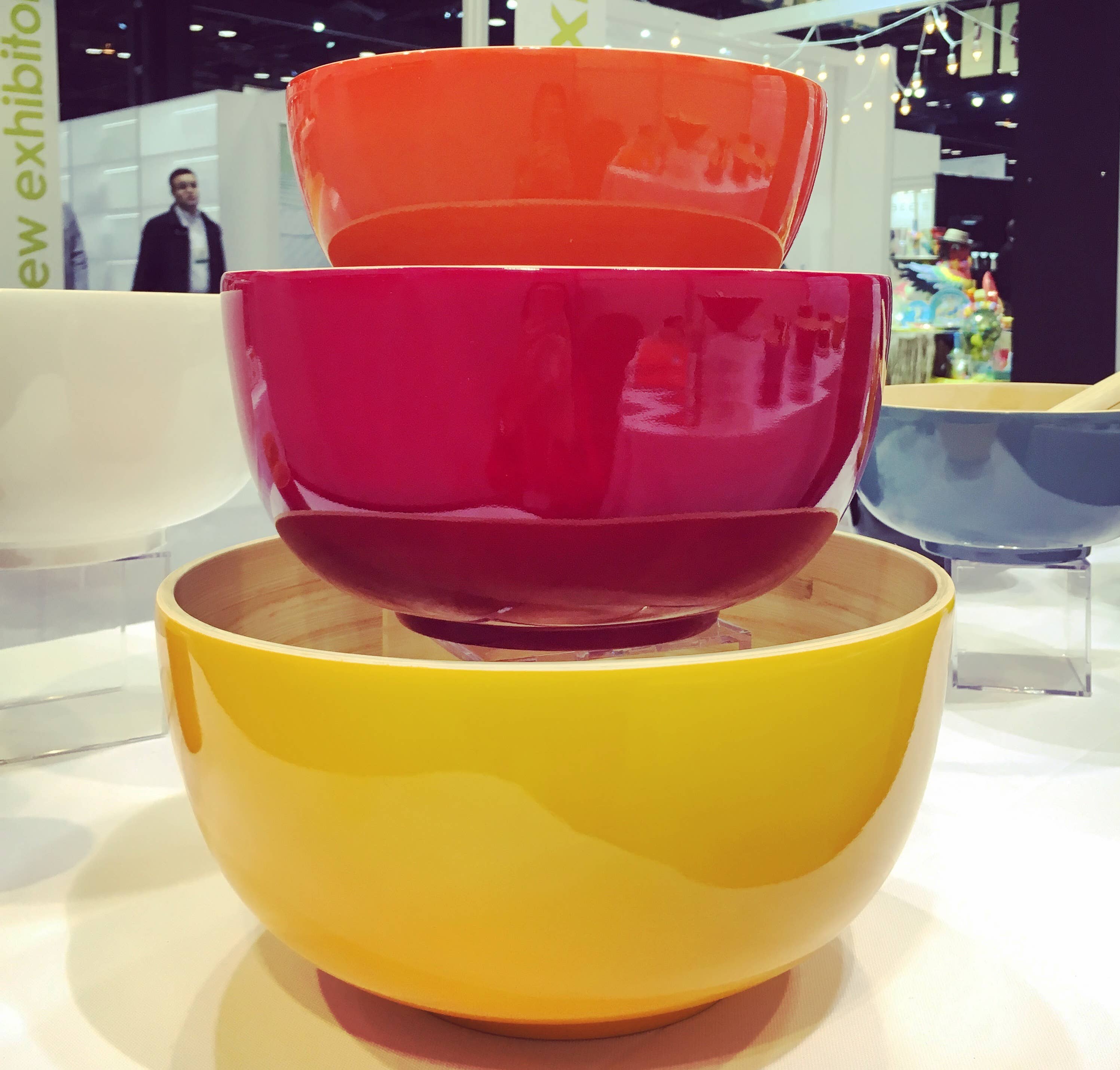 Bibol - Wholesale Serve Bowl - TCHON Bamboo Salad Bowl - Glossy Colors15